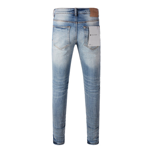 Purple Brand Light Blue Whisker Fade Slim Jeans 9016