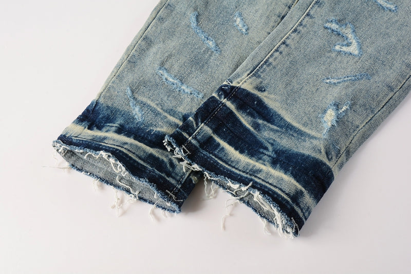 Purple Brand Multi-Color Paint Splatter Rip Slim Jeans 9072