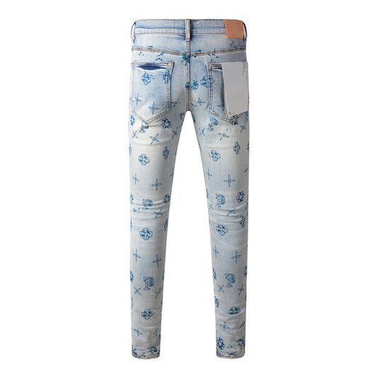 Purple Brand Graffiti Symbol Print Slim Jeans 9063