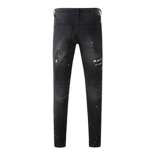 Purple Brand Paint Splatter Slim Jeans 9098