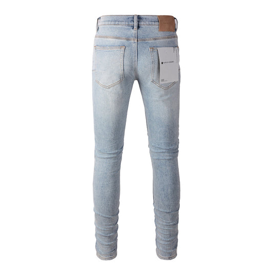 Purple Brand Ice Blue Dual Knee Blowout Slim Jeans 9010