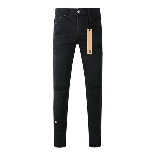 Ksubi Royalty Black Gold Underlining Dual Rip Silver Rivet Jeans 3019