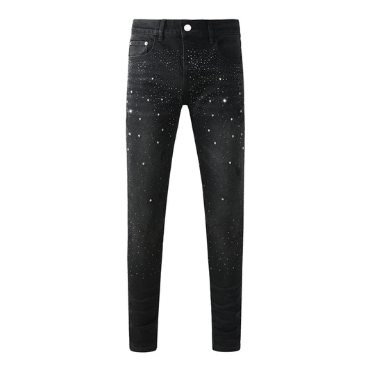 Purple Brand Black Crystal Rhinestone Skinny Jeans 9130