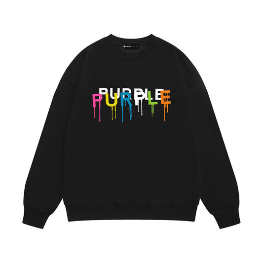 Purple Brand Drip Multicolor Double Wordmark Crewneck Sweatshirt