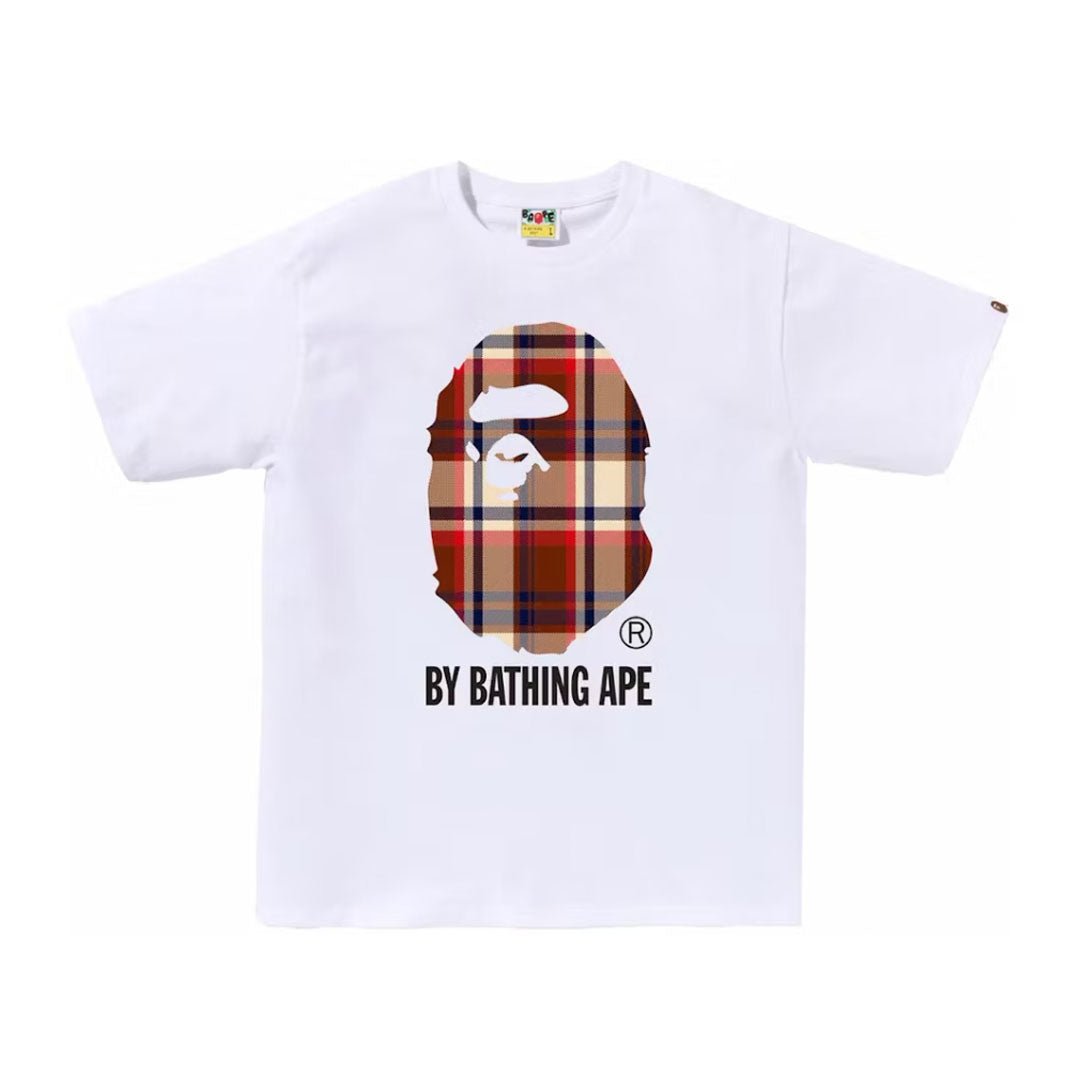 BAPE Tartan Check Ape Head Tee White