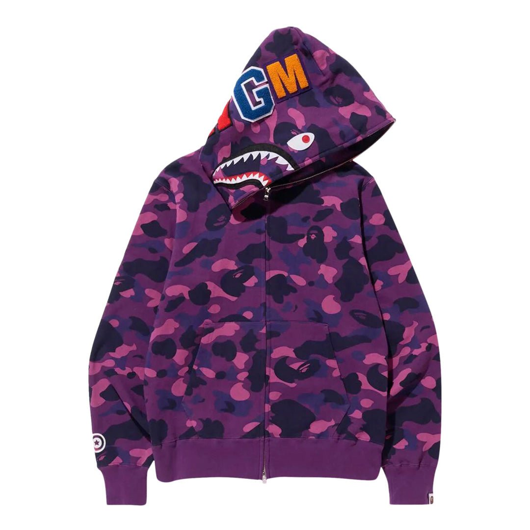 BAPE Color Camo Shark Full Zip Hoodie Purple