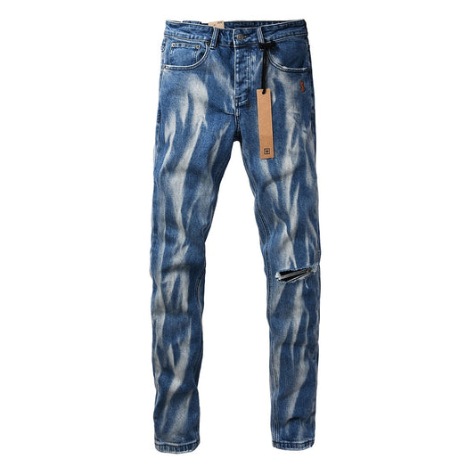 Ksubi Royalty Mid Blue Flame Bleach Orange Stitch Denim Jeans 3066