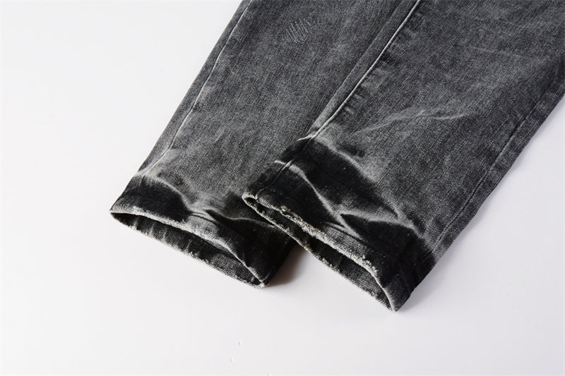Purple Brand P Logo Leopard Patch Slim Jeans 9102