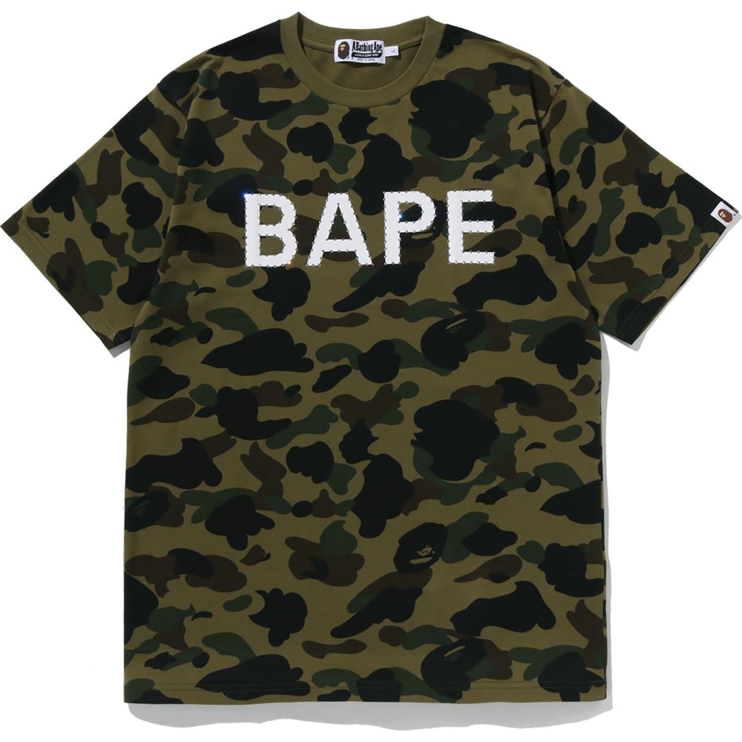 BAPE 1ST CAMO Rhinestone Logo Tee