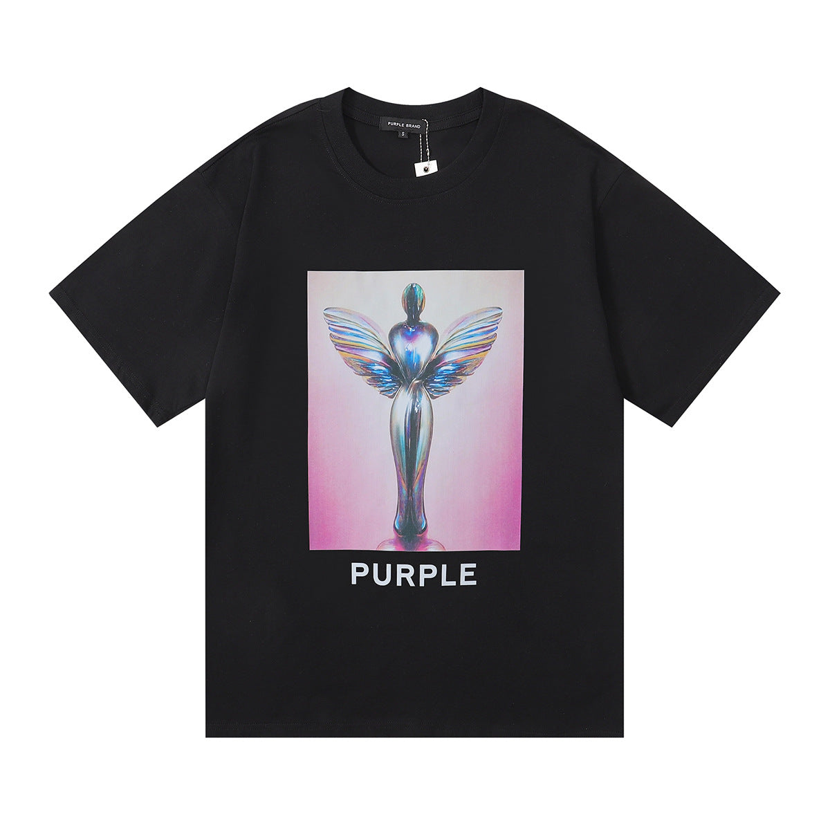 Purple Brand Chrome Angel Statue Graphic Tee
