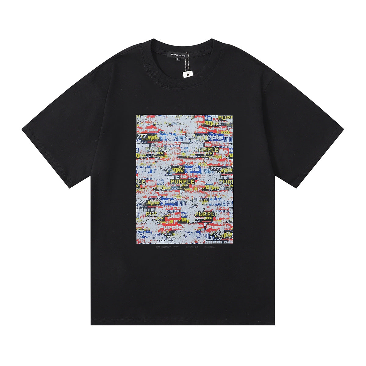Purple Brand Glitch Collage Logo Print Tee