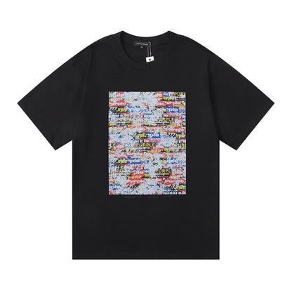 Purple Brand Glitch Collage Logo Print Tee