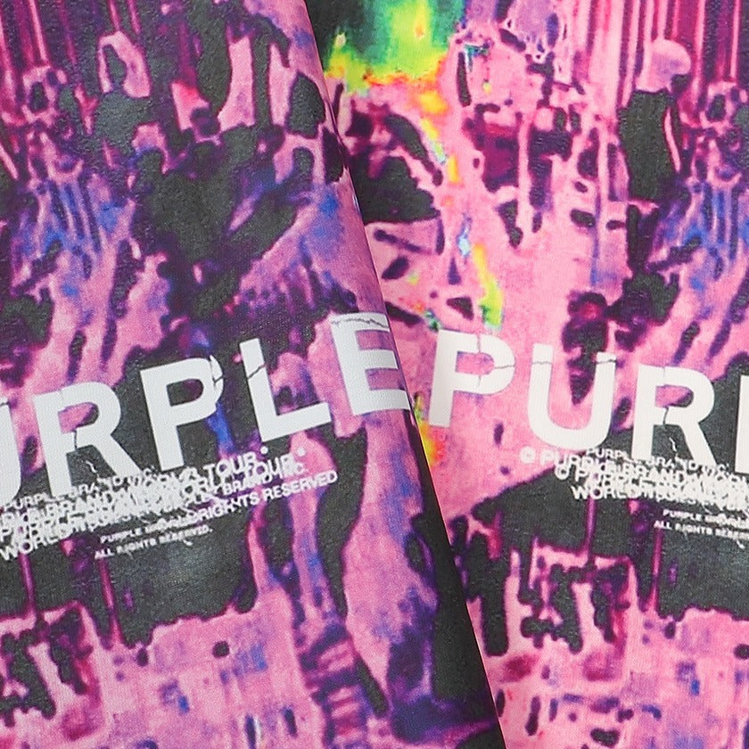 Purple Brand Glitch Art Neon Crowd Scene Tee