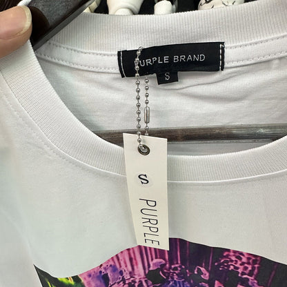 Purple Brand Glitch Art Neon Crowd Scene Tee