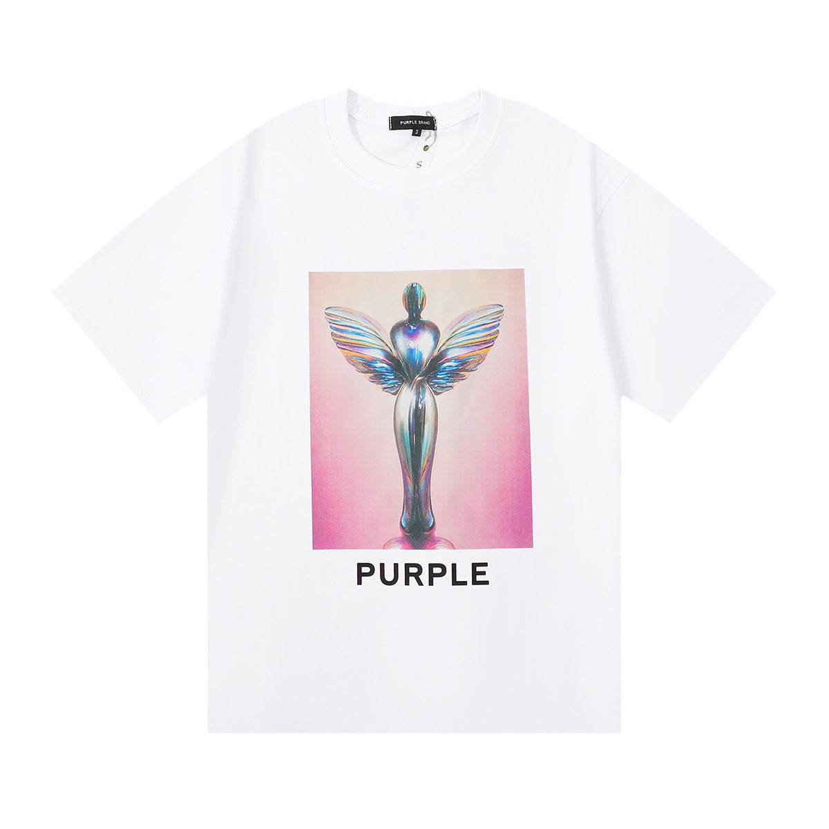 Purple Brand Chrome Angel Statue Graphic Tee