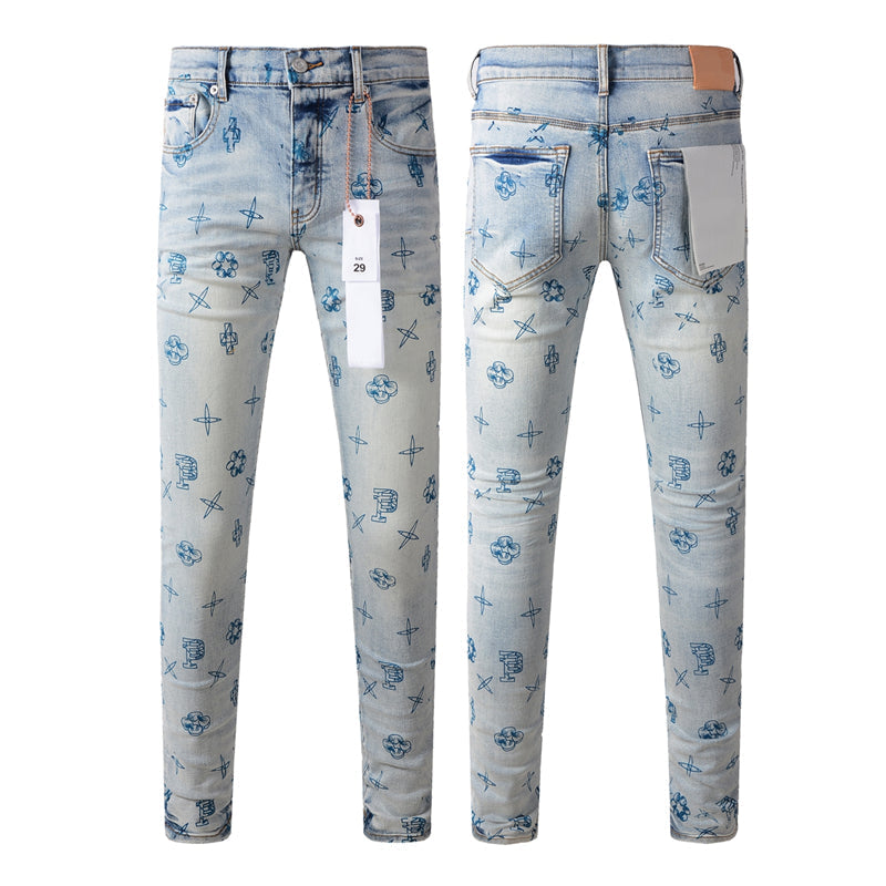 Purple Brand Graffiti Symbol Print Slim Jeans 9063