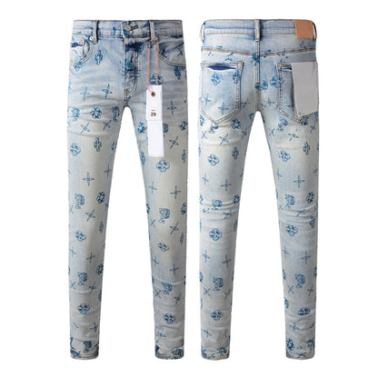 Purple Brand Graffiti Symbol Print Slim Jeans 9063