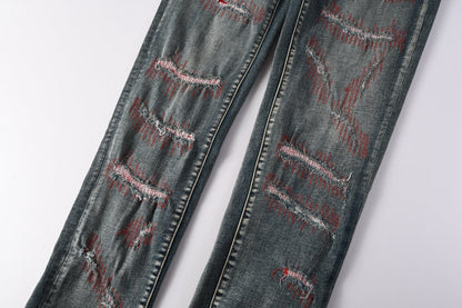 Purple Brand P001 Red Stitch Distressed Slim Jeans 9114