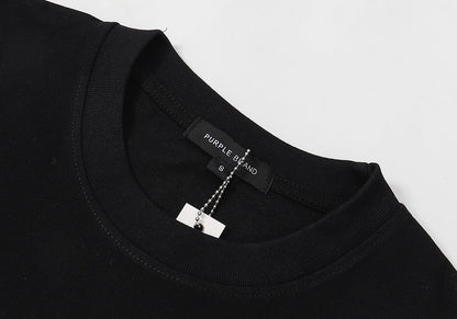 Purple Brand Glitch Collage Logo Print Tee
