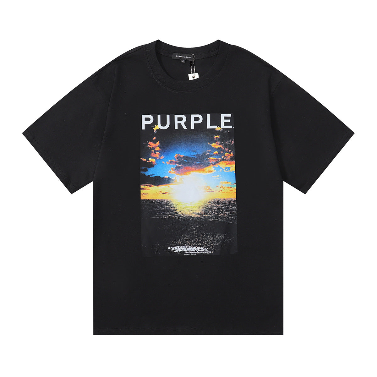 Purple Brand Ocean Sunset Photo Graphic Tee