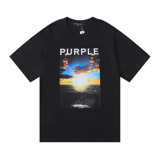 Purple Brand Ocean Sunset Photo Graphic Tee