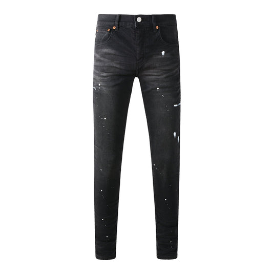 Purple Brand Paint Splatter Slim Jeans 9098