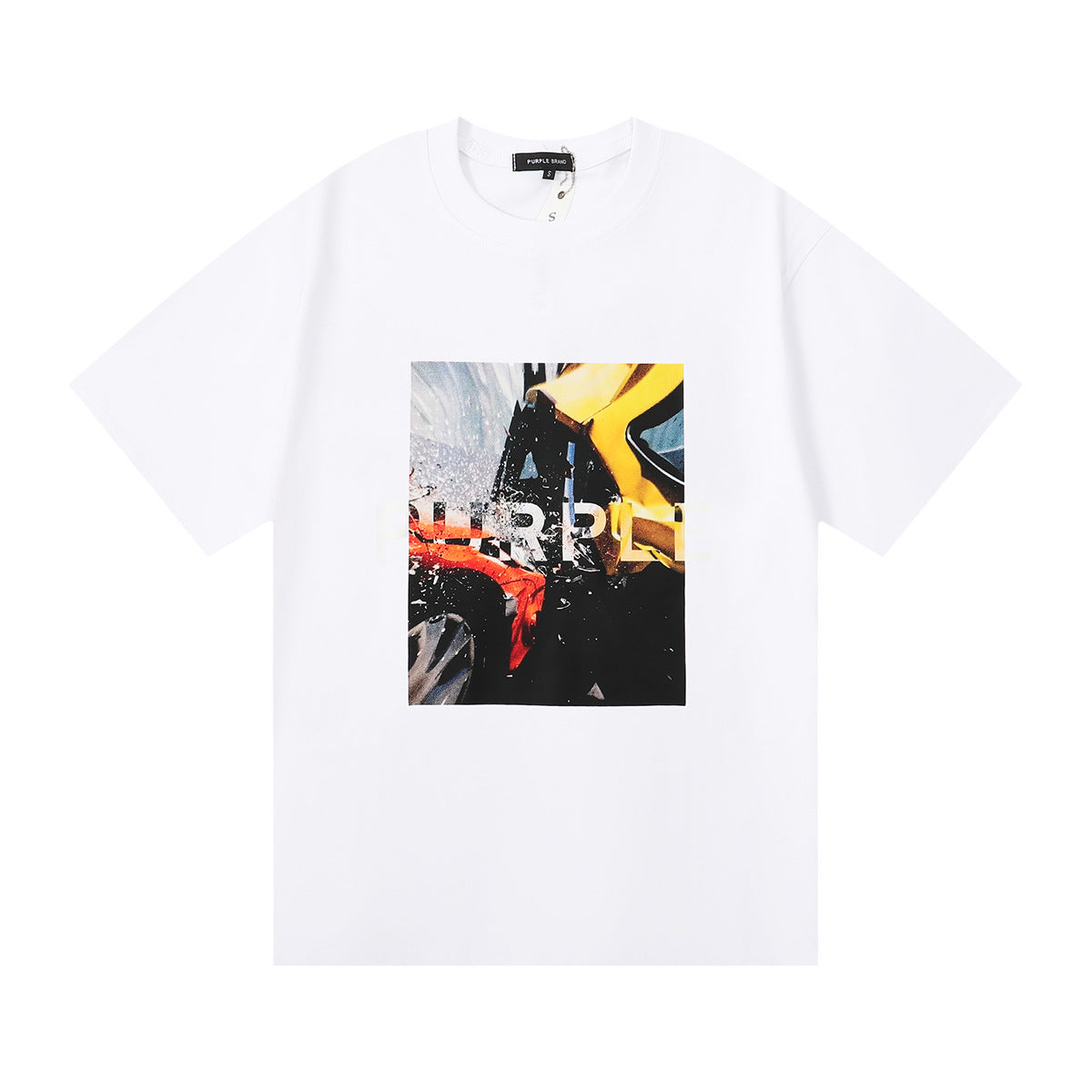 Purple Brand Car Crash Photo Graphic Tee