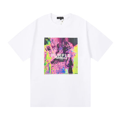 Purple Brand Glitch Art Neon Crowd Scene Tee