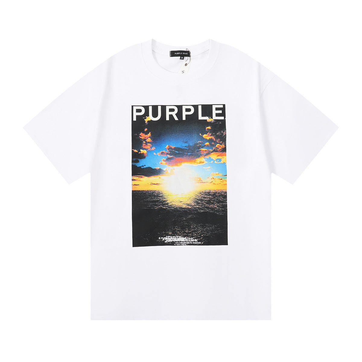 Purple Brand Ocean Sunset Photo Graphic Tee