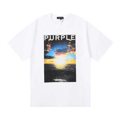Purple Brand Ocean Sunset Photo Graphic Tee