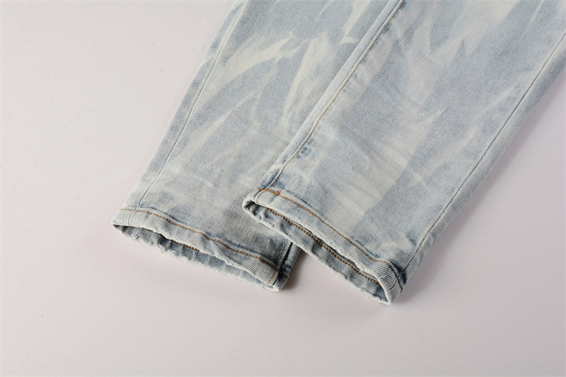 Purple Brand Ice Blue Cloud Bleach Slim Jeans 7017