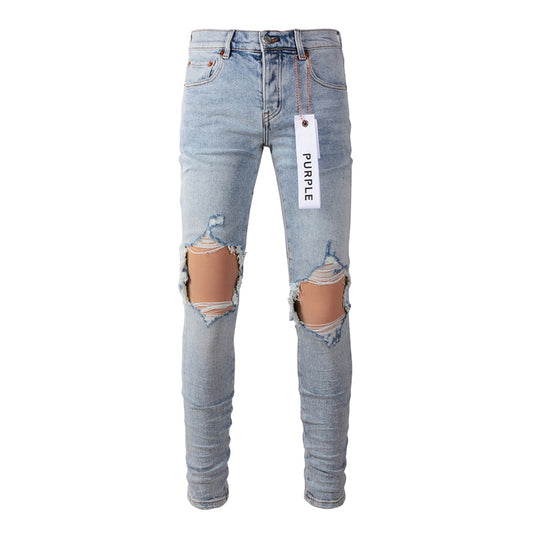 Purple Brand Ice Blue Dual Knee Blowout Slim Jeans 9010
