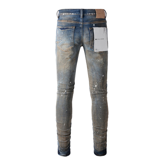 Purple Brand Mud Wash Multi-Rip Paint Splatter Slim Jeans 9012
