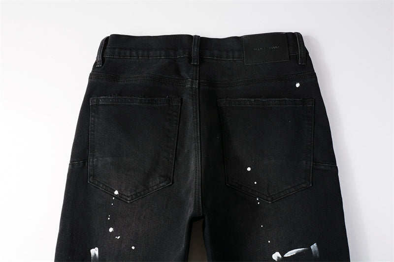 Purple Brand Paint Splatter Slim Jeans 9098