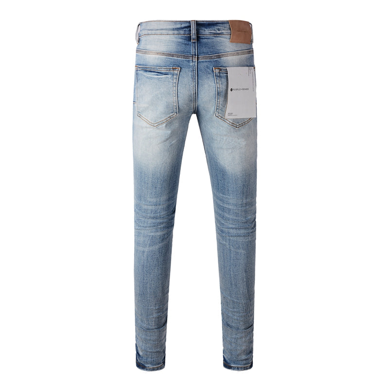 Purple Brand Light Blue Whisker Fade Slim Jeans 9016