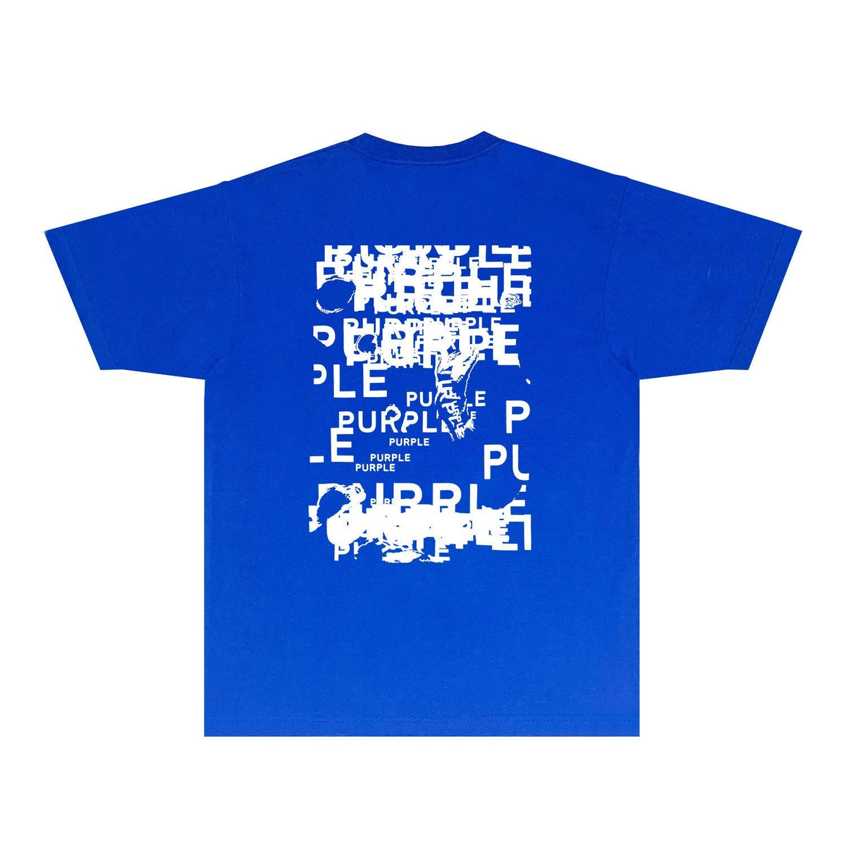 Purple Brand Glitch Stacked Wordmark Back Print Tee