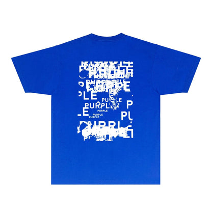 Purple Brand Glitch Stacked Wordmark Back Print Tee