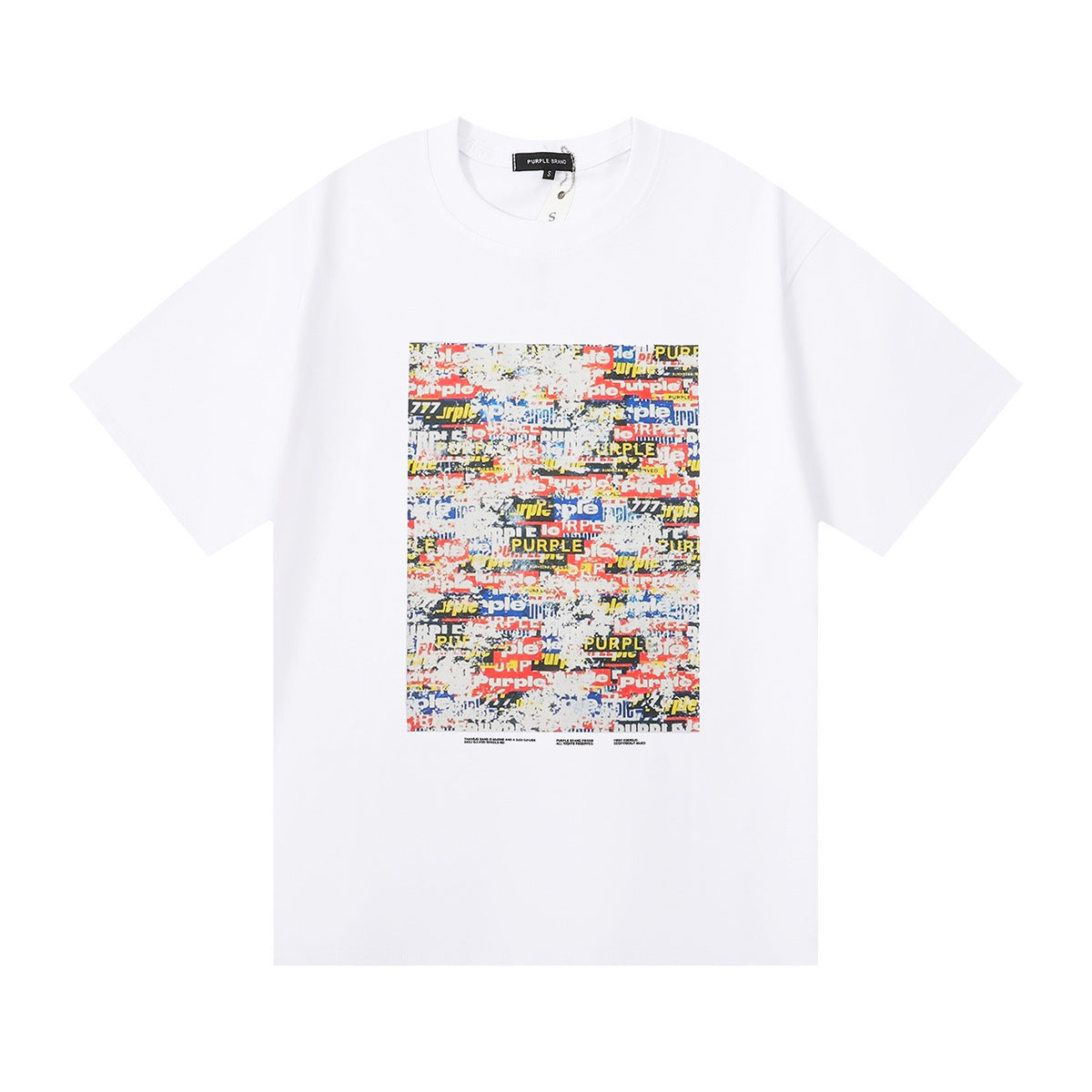 Purple Brand Glitch Collage Logo Print Tee