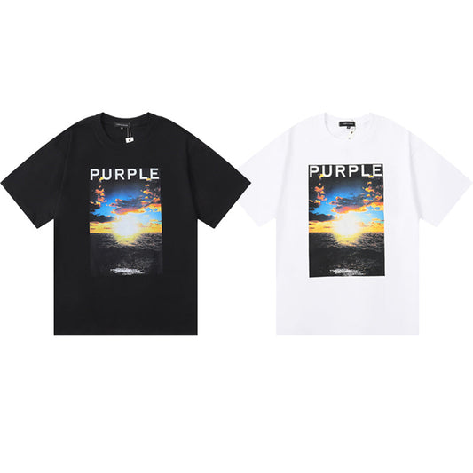 Purple Brand Ocean Sunset Photo Graphic Tee