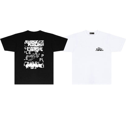 Purple Brand Glitch Stacked Wordmark Back Print Tee