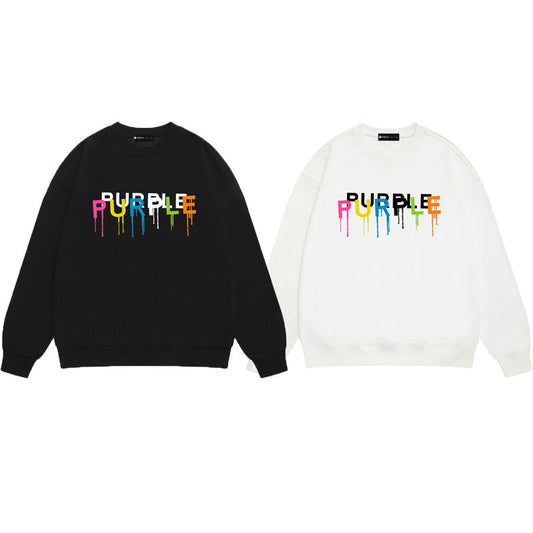 Purple Brand Drip Multicolor Double Wordmark Crewneck Sweatshirt