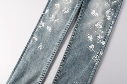 Purple Brand Light Blue Paint Splatter Jeans 9136