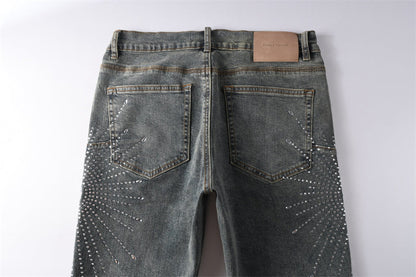 Purple Brand Starburst Rhinestone Slim Jeans 9122