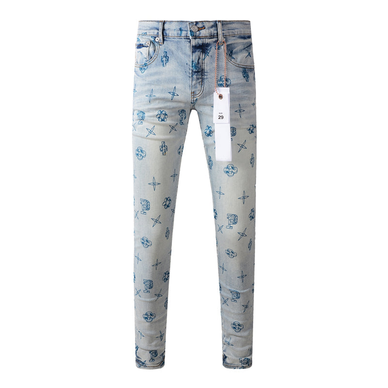 Purple Brand Graffiti Symbol Print Slim Jeans 9063