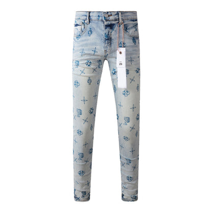 Purple Brand Graffiti Symbol Print Slim Jeans 9063