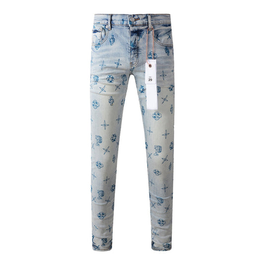 Purple Brand Graffiti Symbol Print Slim Jeans 9063