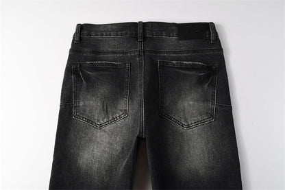 Purple Brand Black Gray Multi-Patch Ripped Jeans 9135
