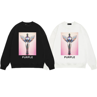 Purple Brand Chrome Angel Graphic Crewneck Sweatshirt