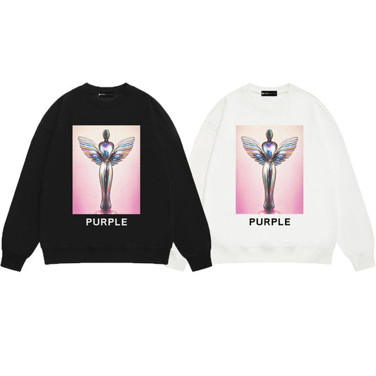 Purple Brand Chrome Angel Graphic Crewneck Sweatshirt