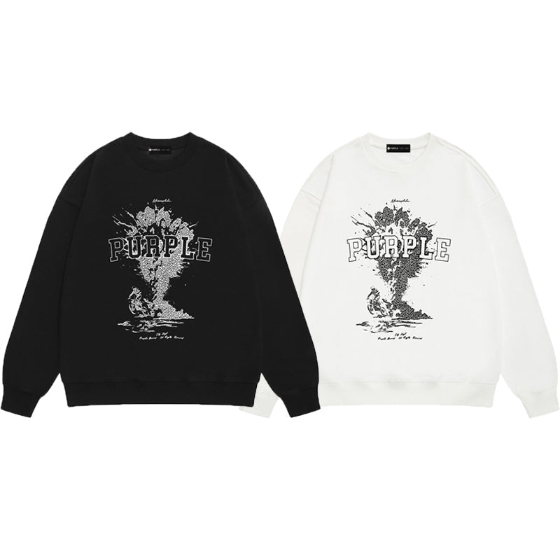 Purple Brand Mushroom Cloud College Crewneck Sweatshirt